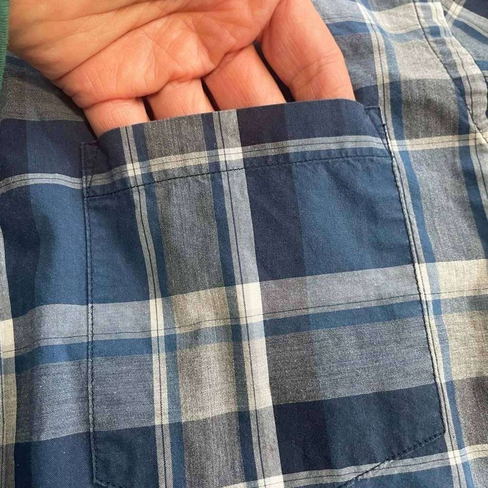 Banana Republic Navy and White Plaid Shirt